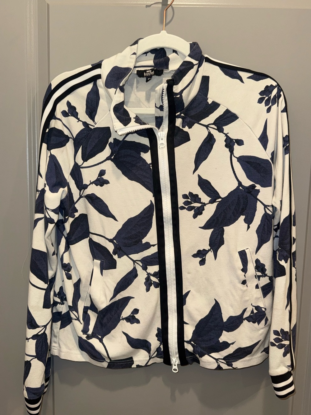 Kastel Denmark Equestrian Indigo Lithograph Leaf Full Zip Jacket